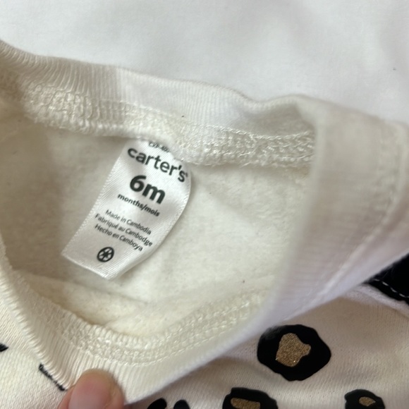 Carter’s Kids Cream Cat Sweatshirt & Black Polkadot Shor Sleeve Bundle Baby Girl - Picture 3 of 5